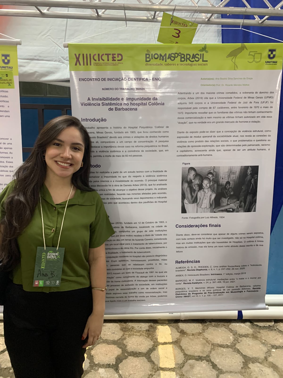 Ana Beatriz apresentando trabalho científico no XIII CICTED, Congresso Internacional de Ciência, Tecnologia e Desenvolvimento